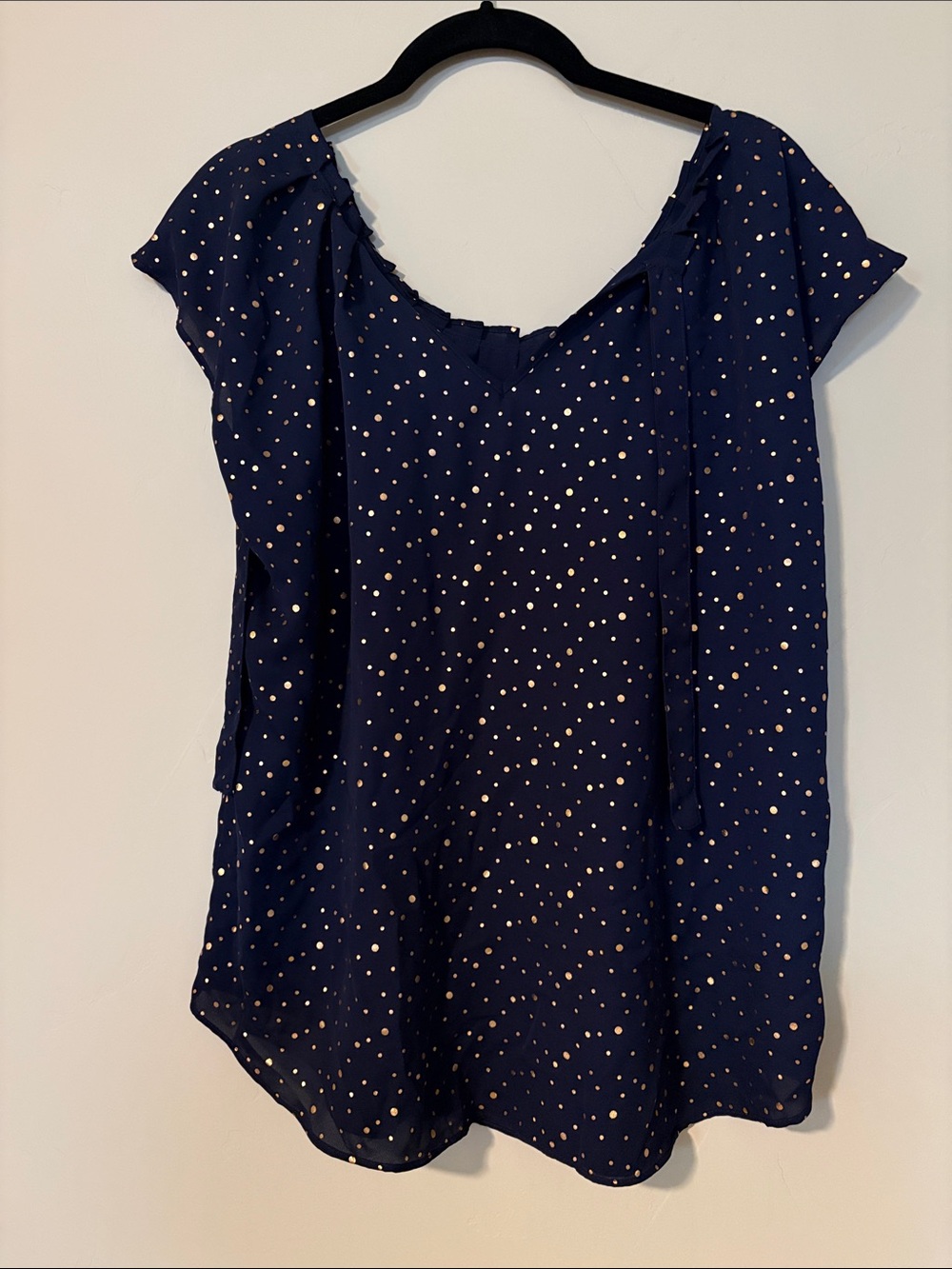 Navy & Gold Dot Short Sleeve Blouse Lauren Conrad